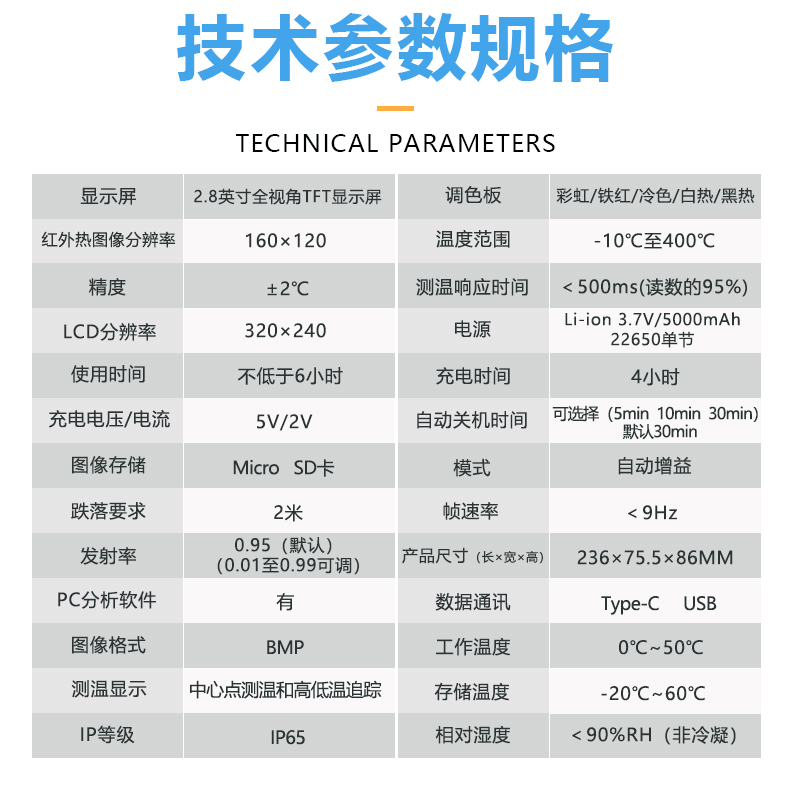 普奇CX160熱成像儀參數表